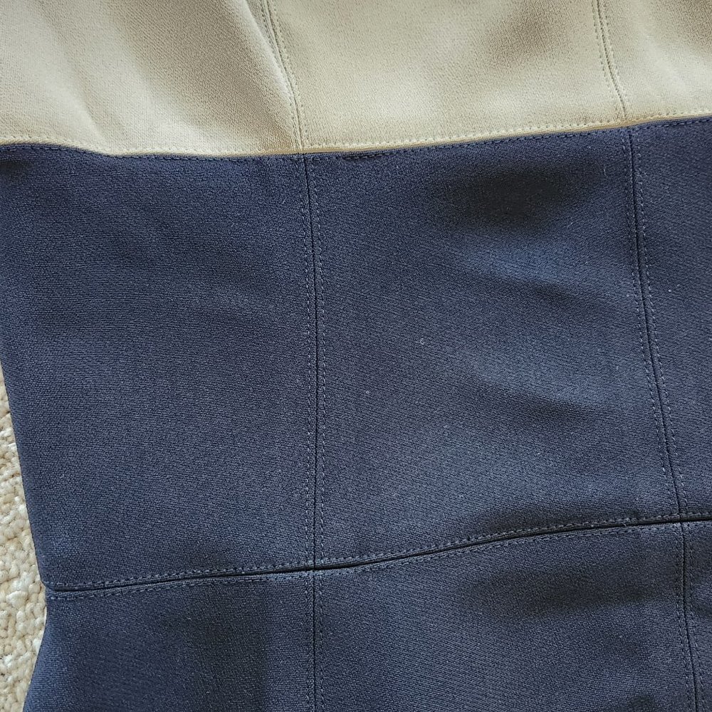 LANVIN 2 TONE VISCOSE TAILORED DRESS SZ 36 MADE IN FRANCE - Picture 6 of 8